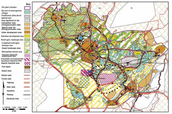 Map no. 2: The area of unrecognized villages against the background of Master Plan 14/4 Amendment 14